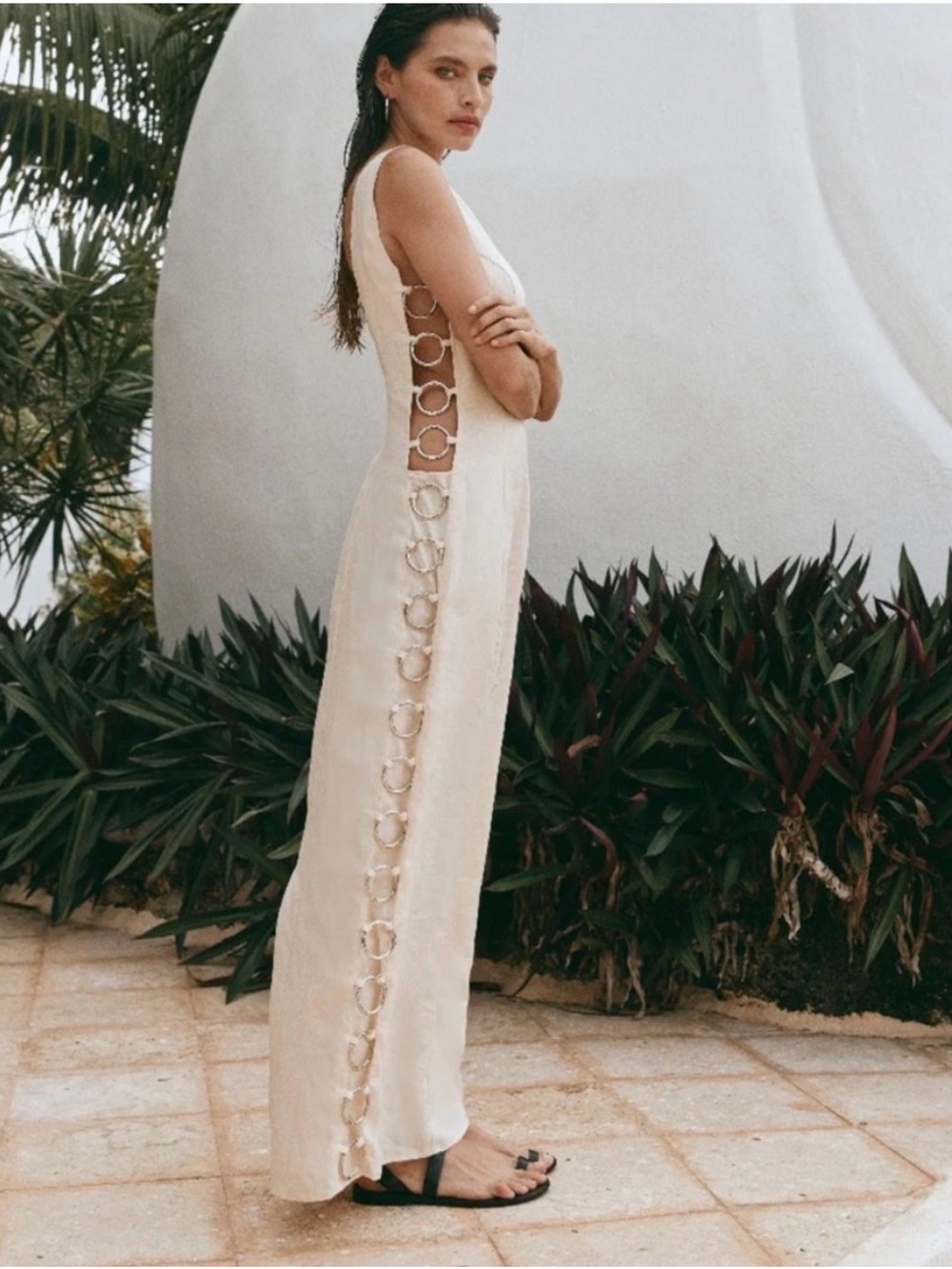 vrg grl Discoteca Linen Maxi Dress — Cream